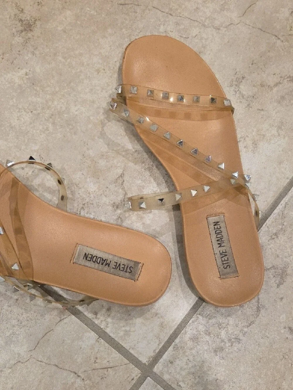Steve Madden Studded Clear Strap Sandals